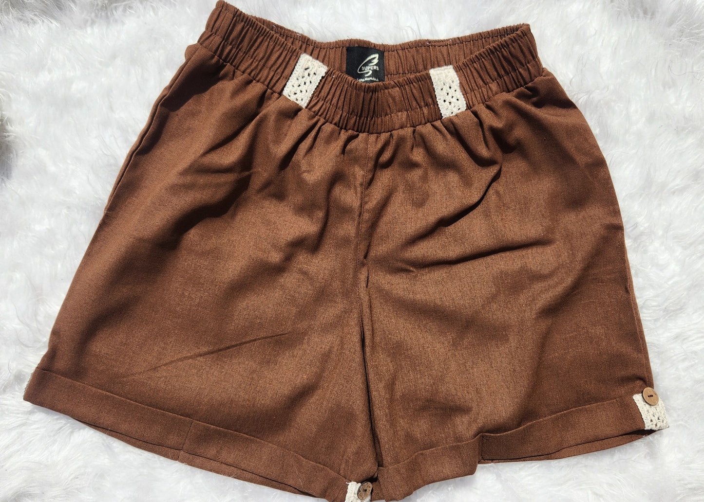 Brown Pure Linen Short