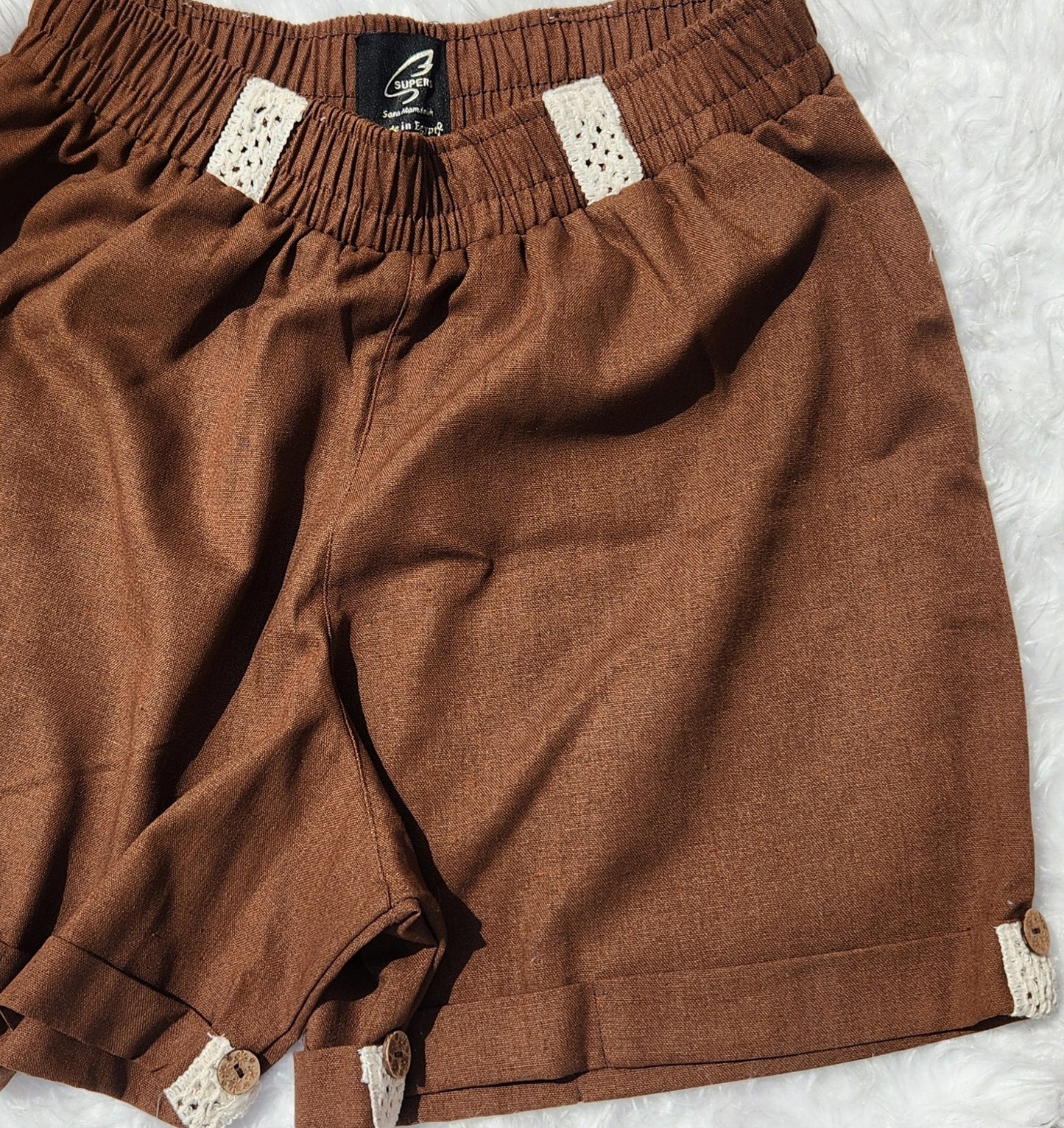 Brown Pure Linen Short