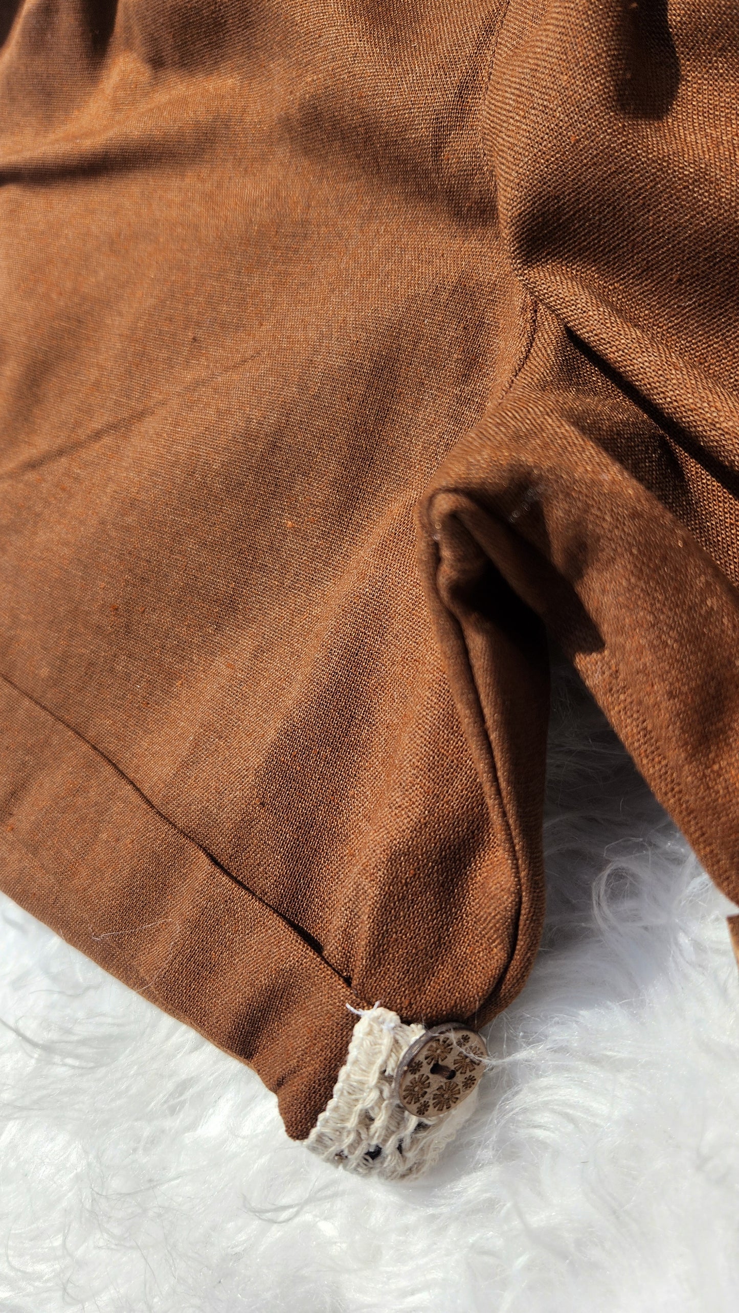 Brown Pure Linen Short