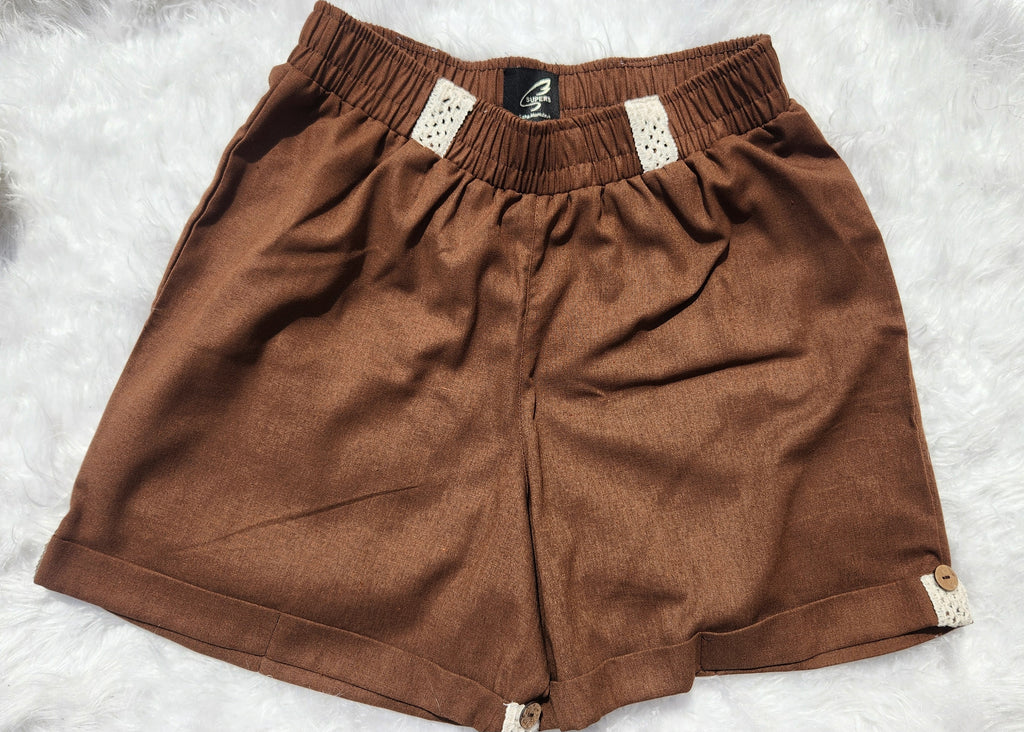 Brown Pure Linen Short