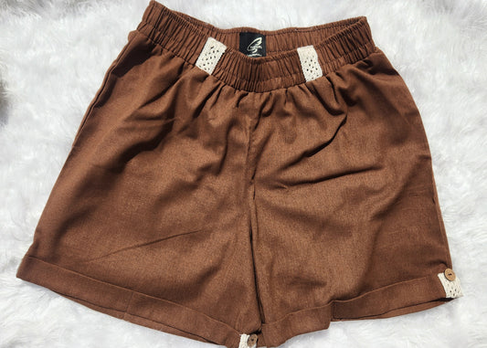 Brown Pure Linen Short