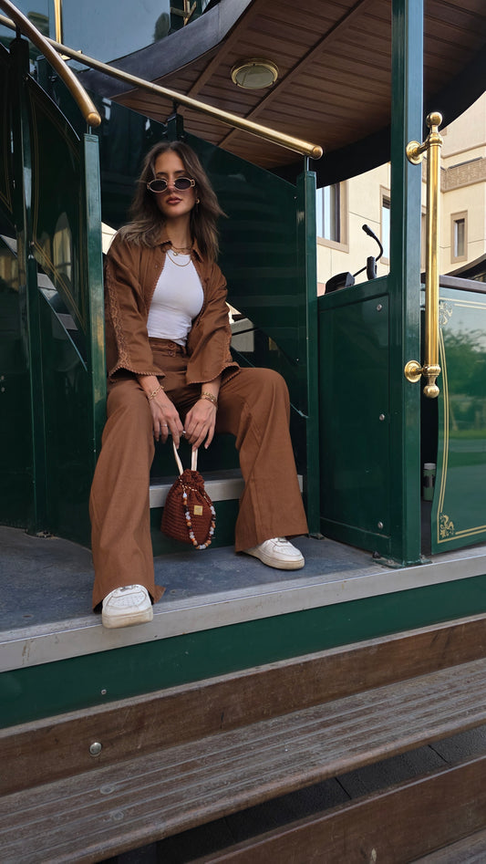 Brown Pure Linen Blouse