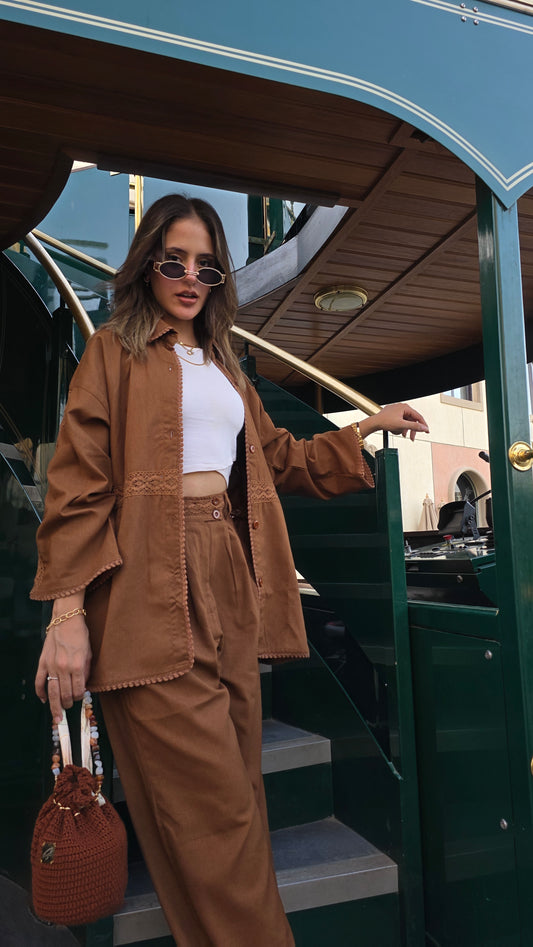 Brown Pure Linen Pant