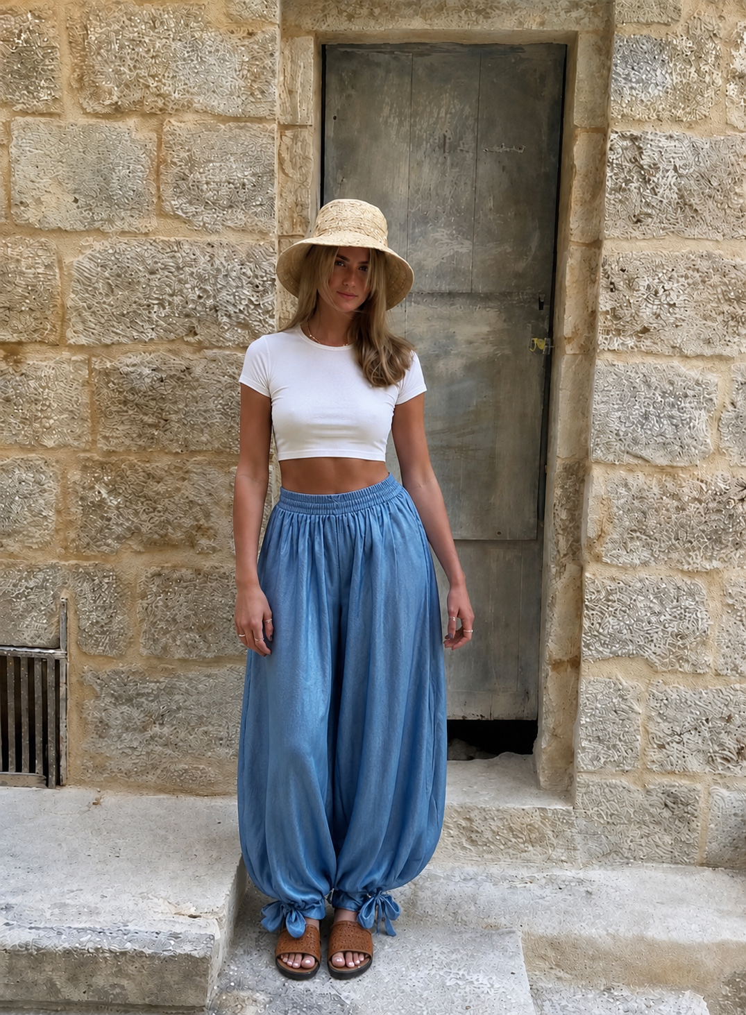 Blue Wide Leg Pants