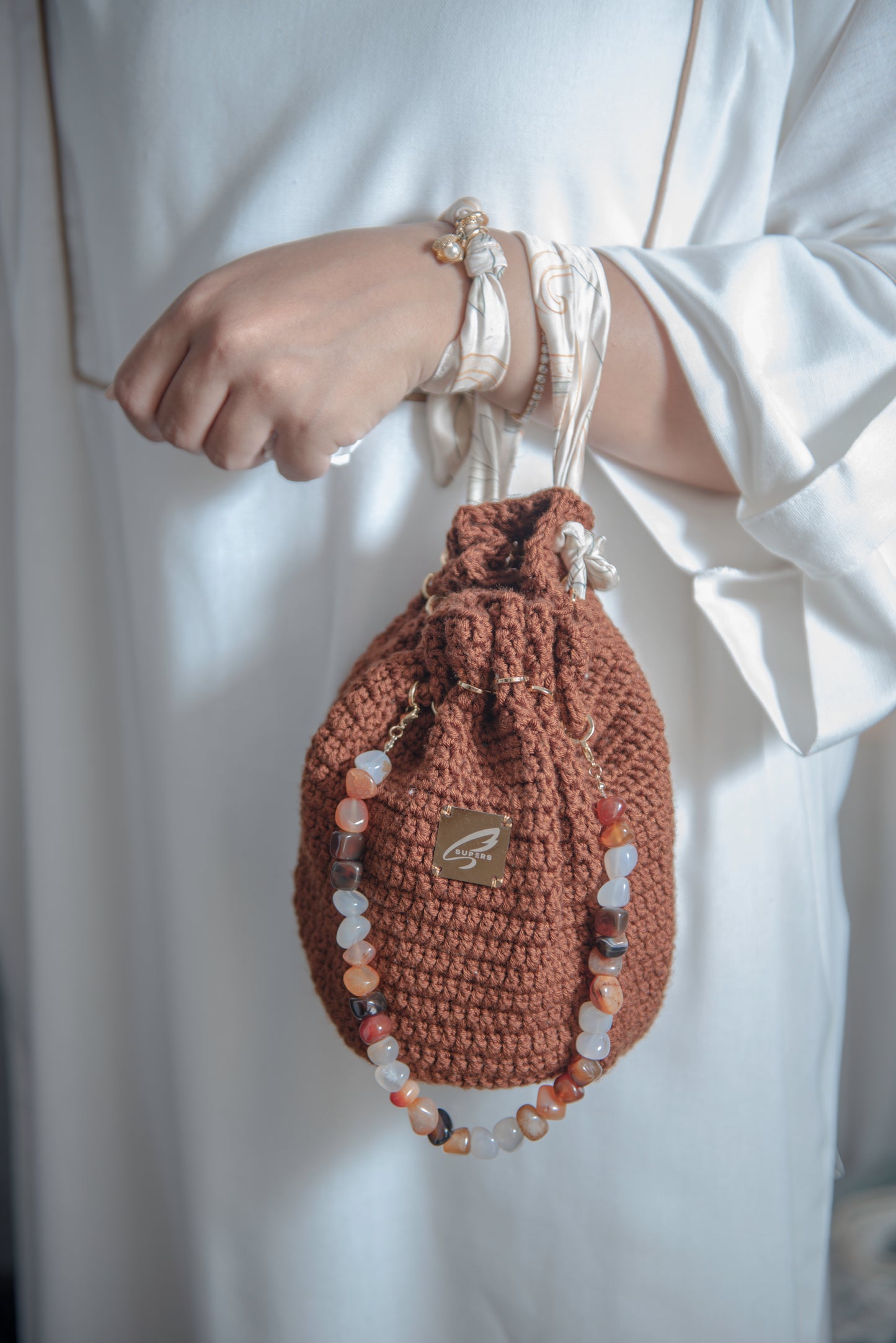Caramel Crochet Bucket Bag