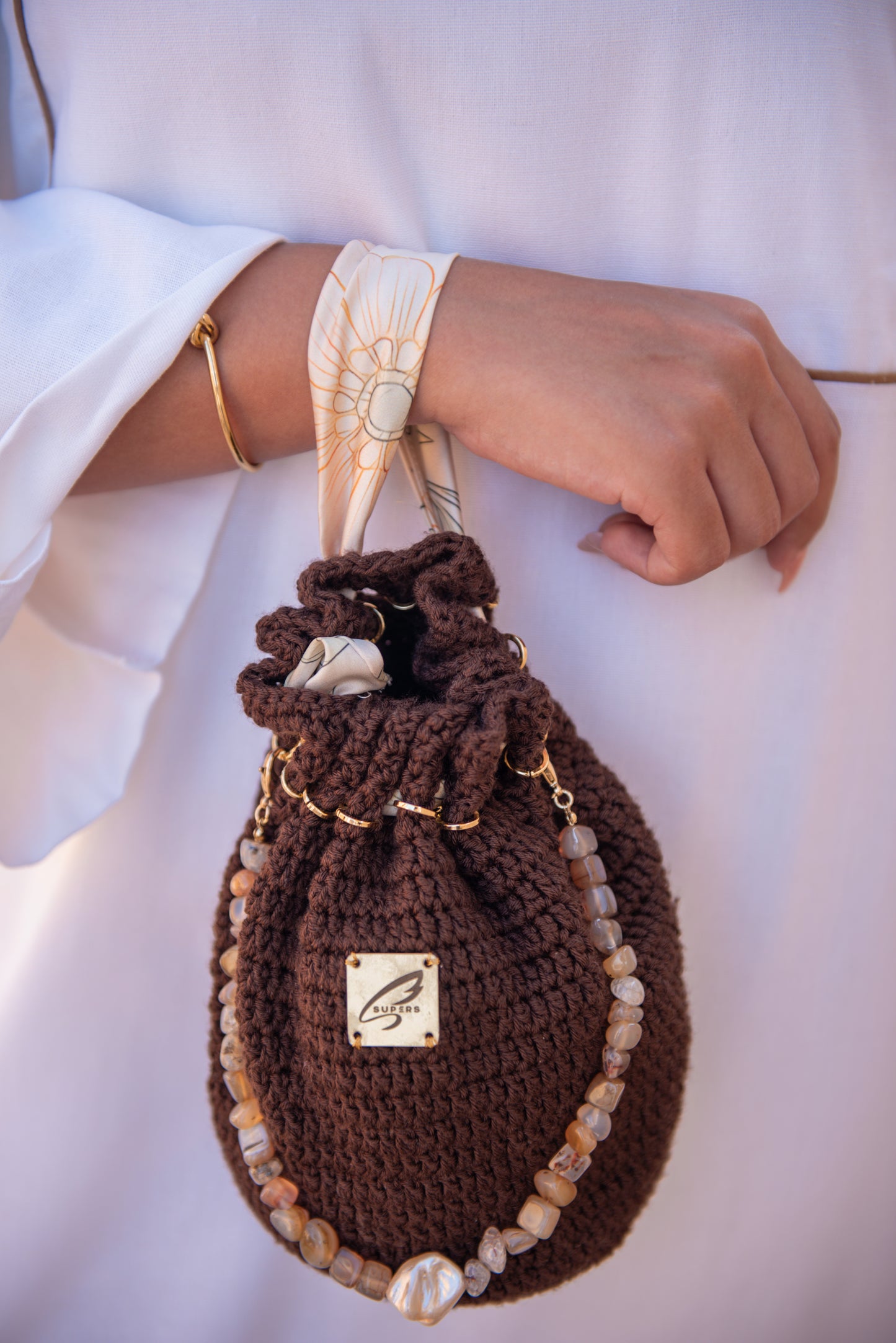 Mocha Crochet Bucket Bag