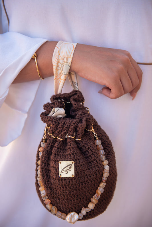 Mocha Crochet Bucket Bag