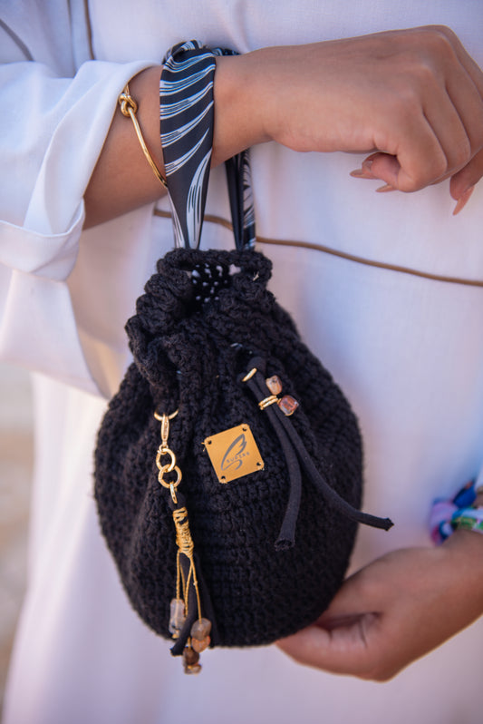 Black Crochet Bucket Bag