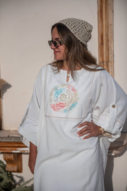 Painted Pure Linen Dress