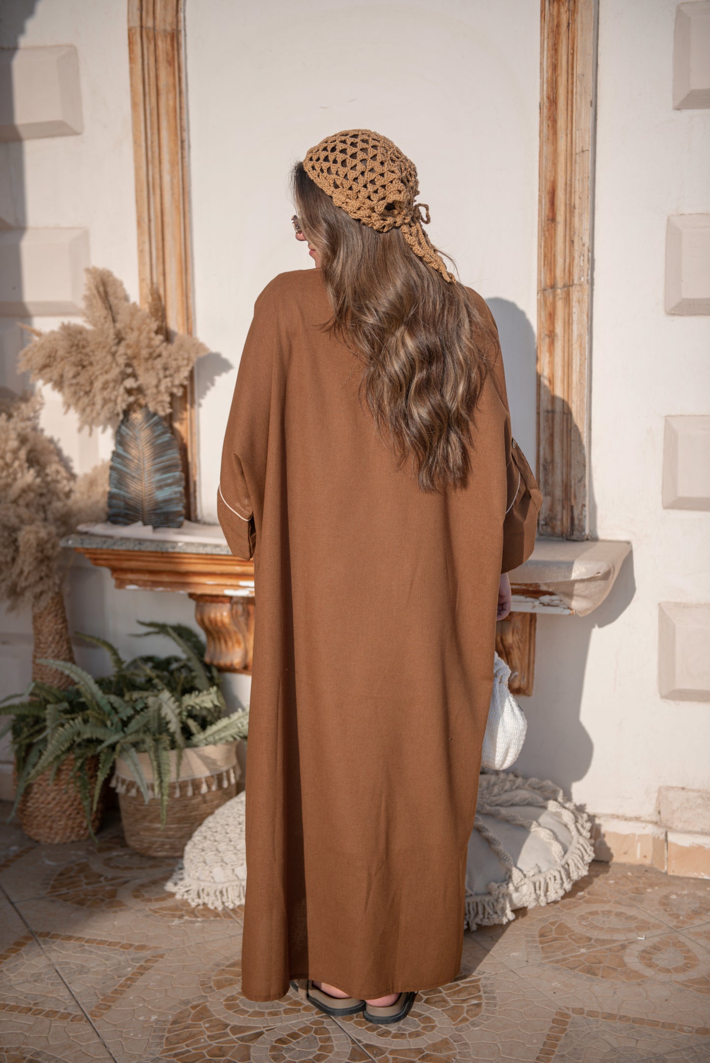 Brown Pure Linen Dress