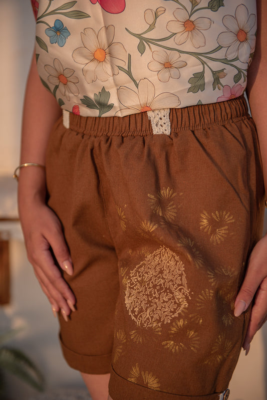 Brown Linen Painting Short