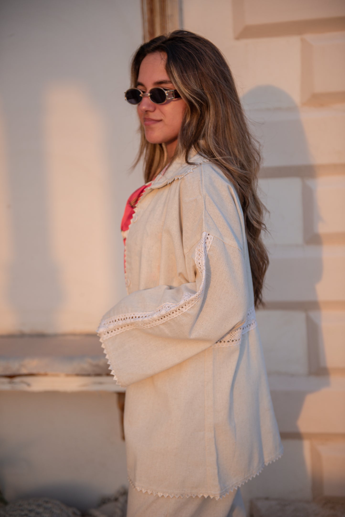 Beige Pure Linen Blouse
