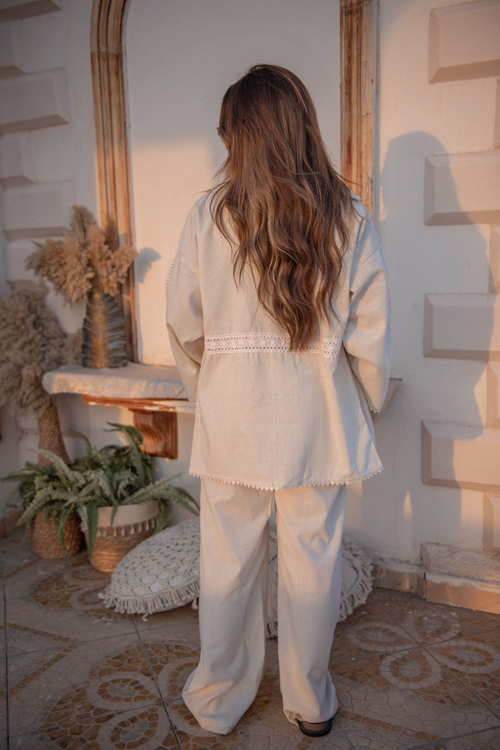 Beige Pure Linen Blouse