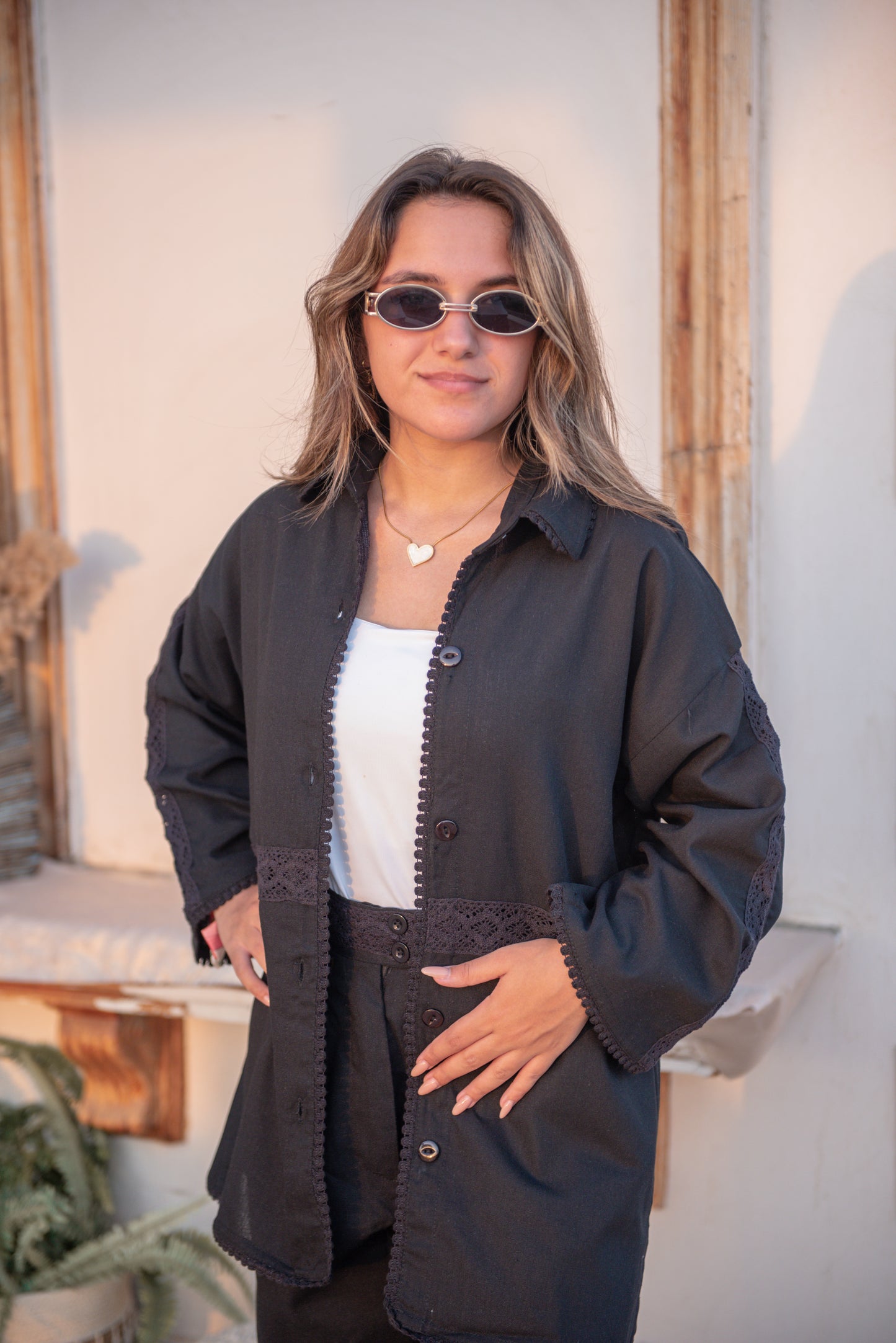 Black  Pure Linen Blouse