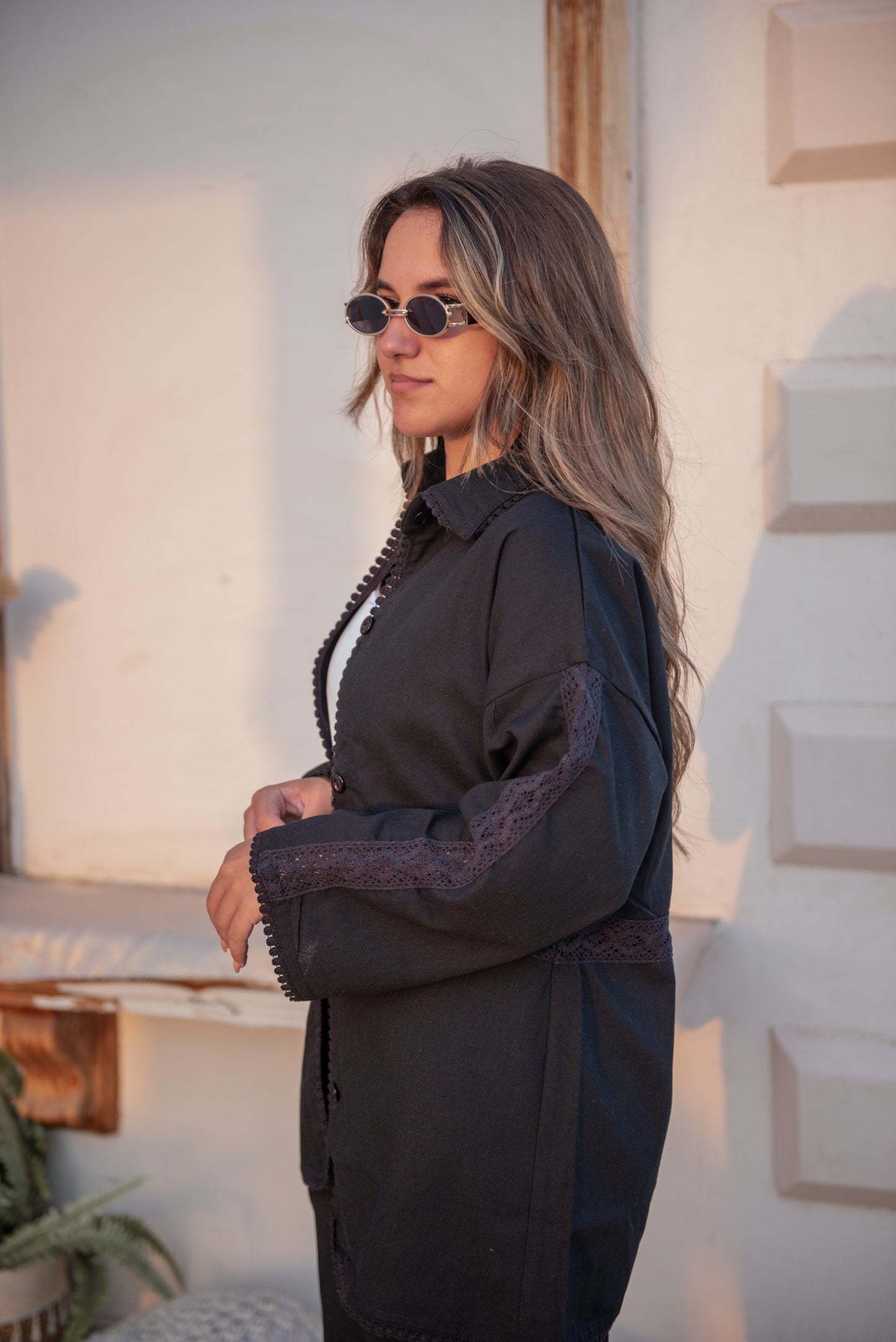 Black  Pure Linen Blouse
