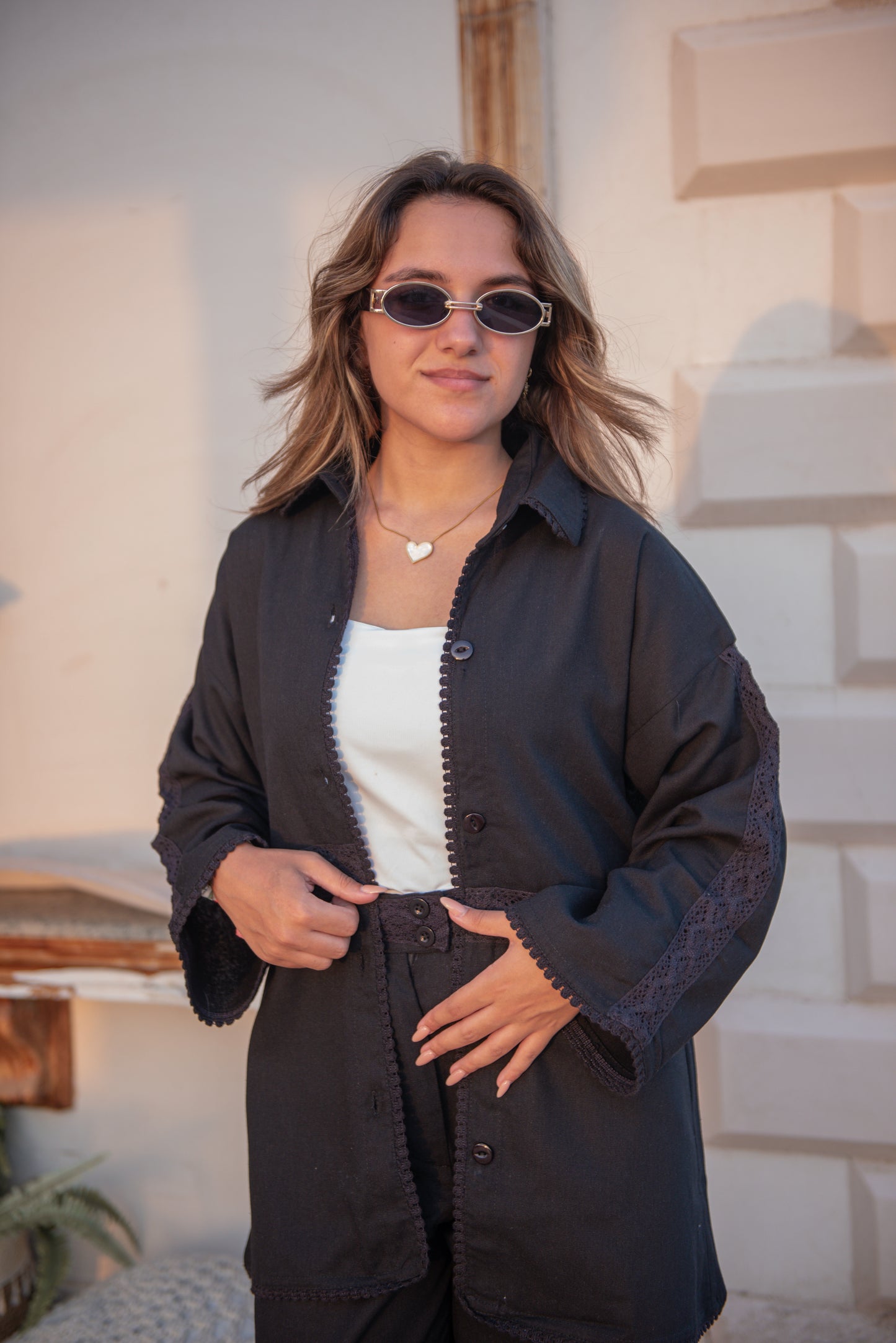 Black  Pure Linen Blouse