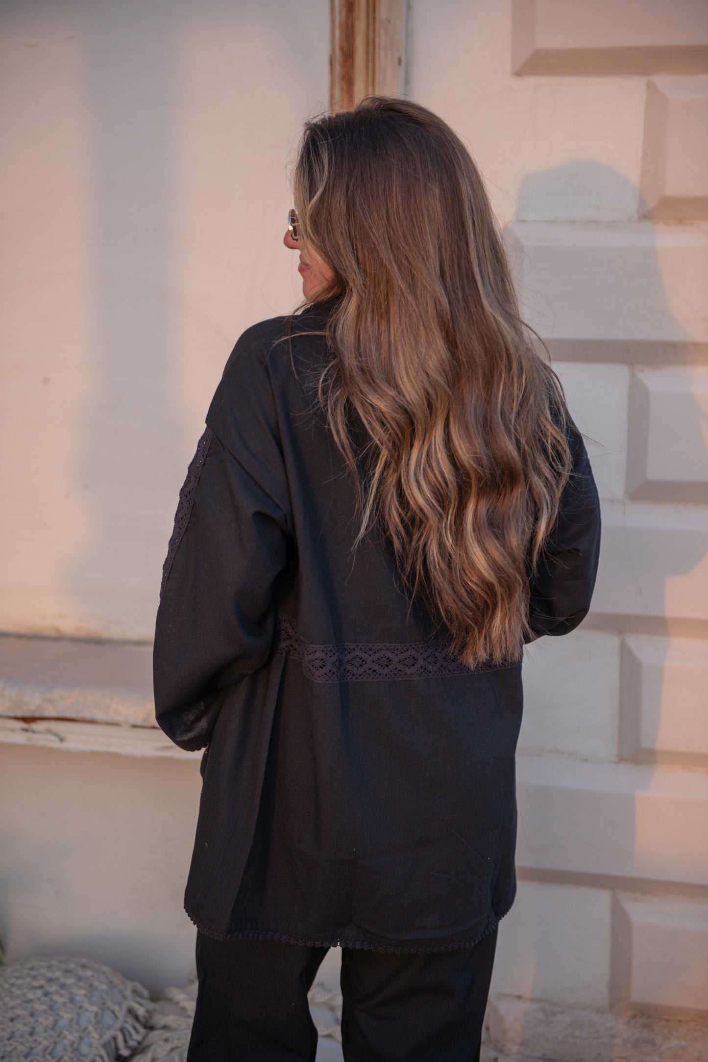 Black  Pure Linen Blouse