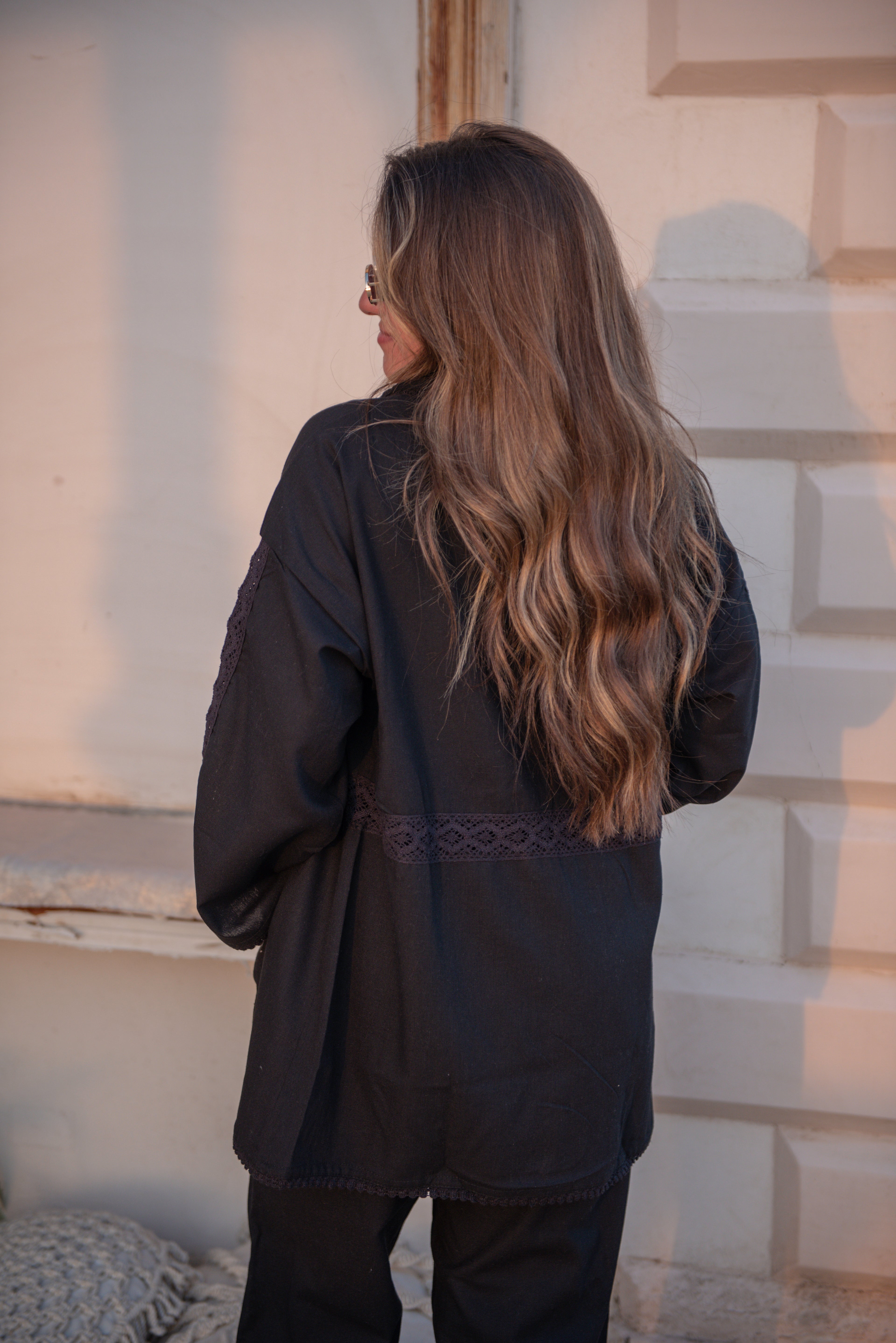 Black  Pure Linen Blouse