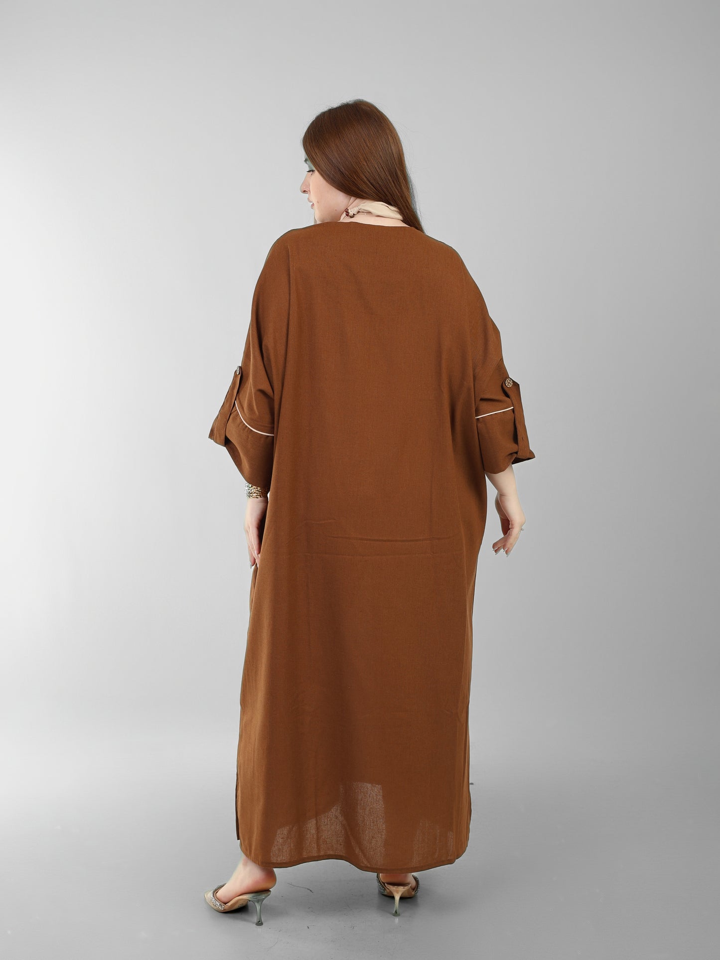 Brown Pure Linen Dress