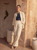 Beige Pure Linen Blouse