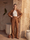 Brown Pure Linen Blouse