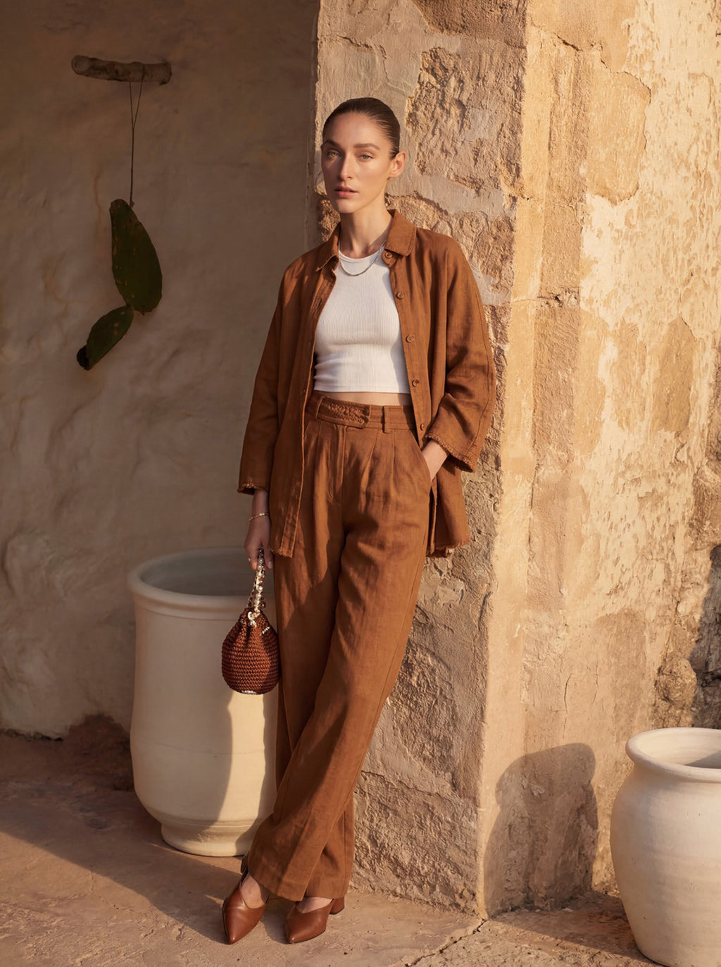 Brown Pure Linen Pant