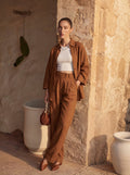 Brown Pure Linen Pant