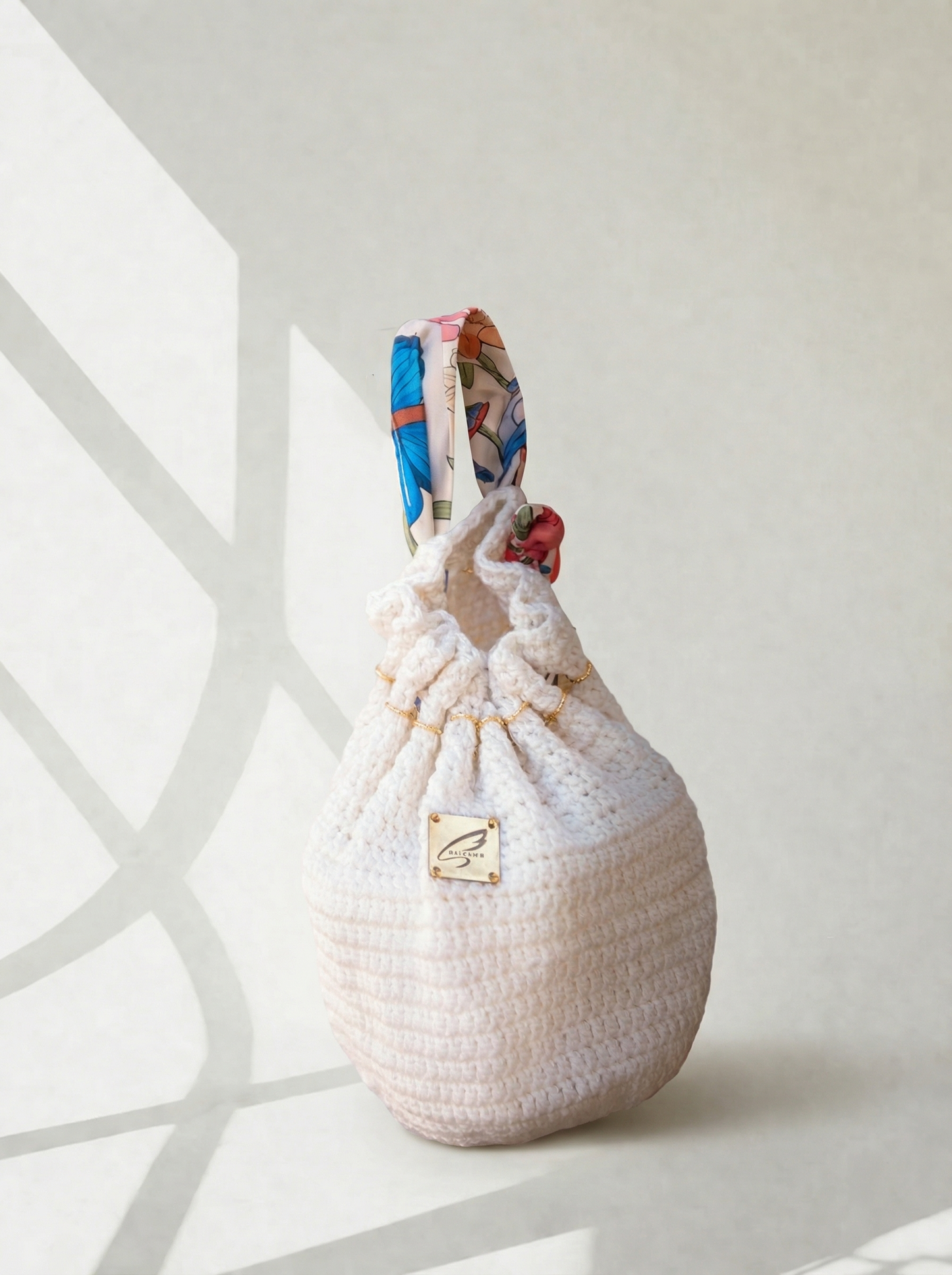 Off White Crochet Bucket Bag