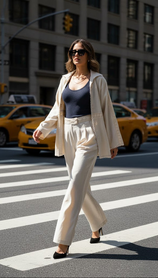 Beige Pure Linen Blouse