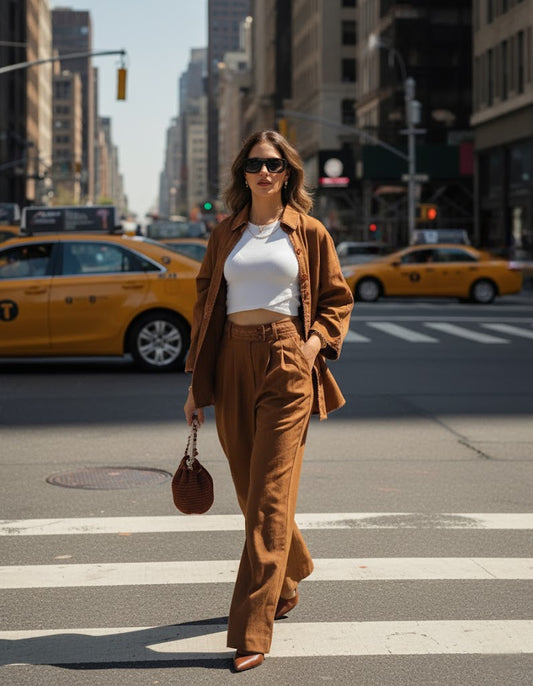 Brown Pure Linen Blouse