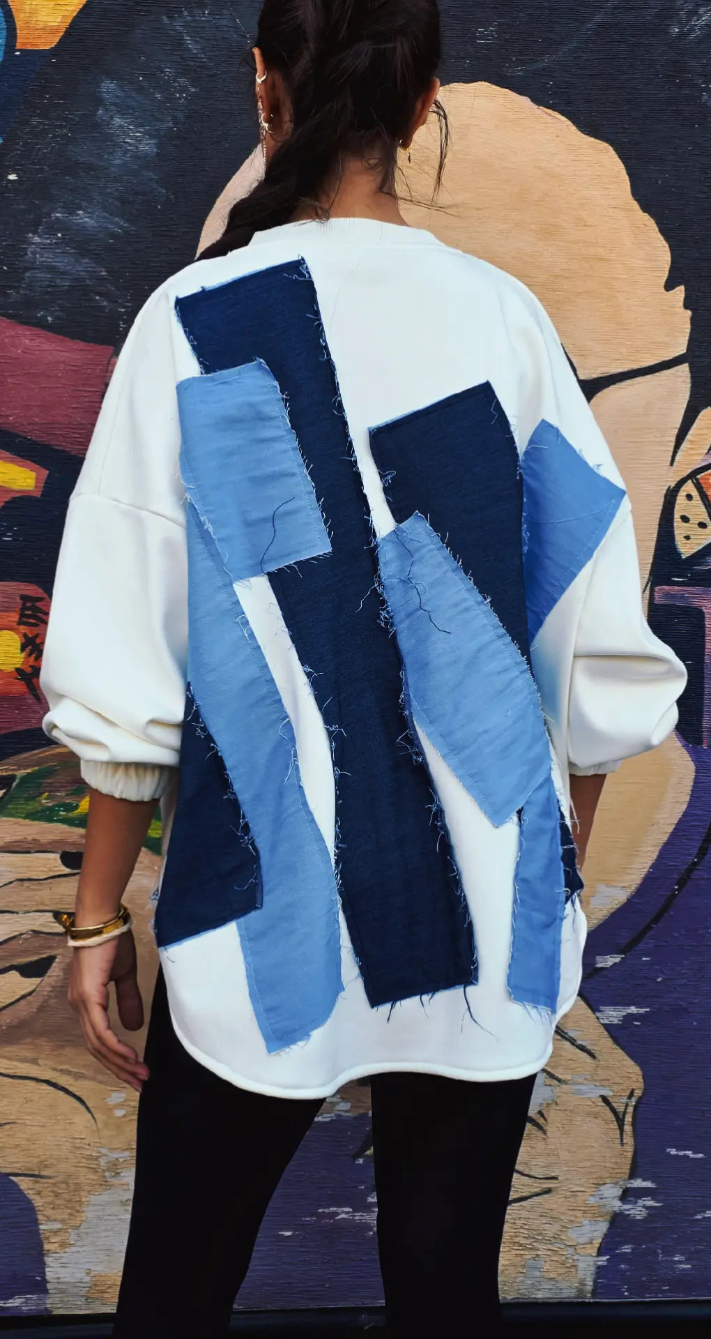Denim Patchback Sweatshirt