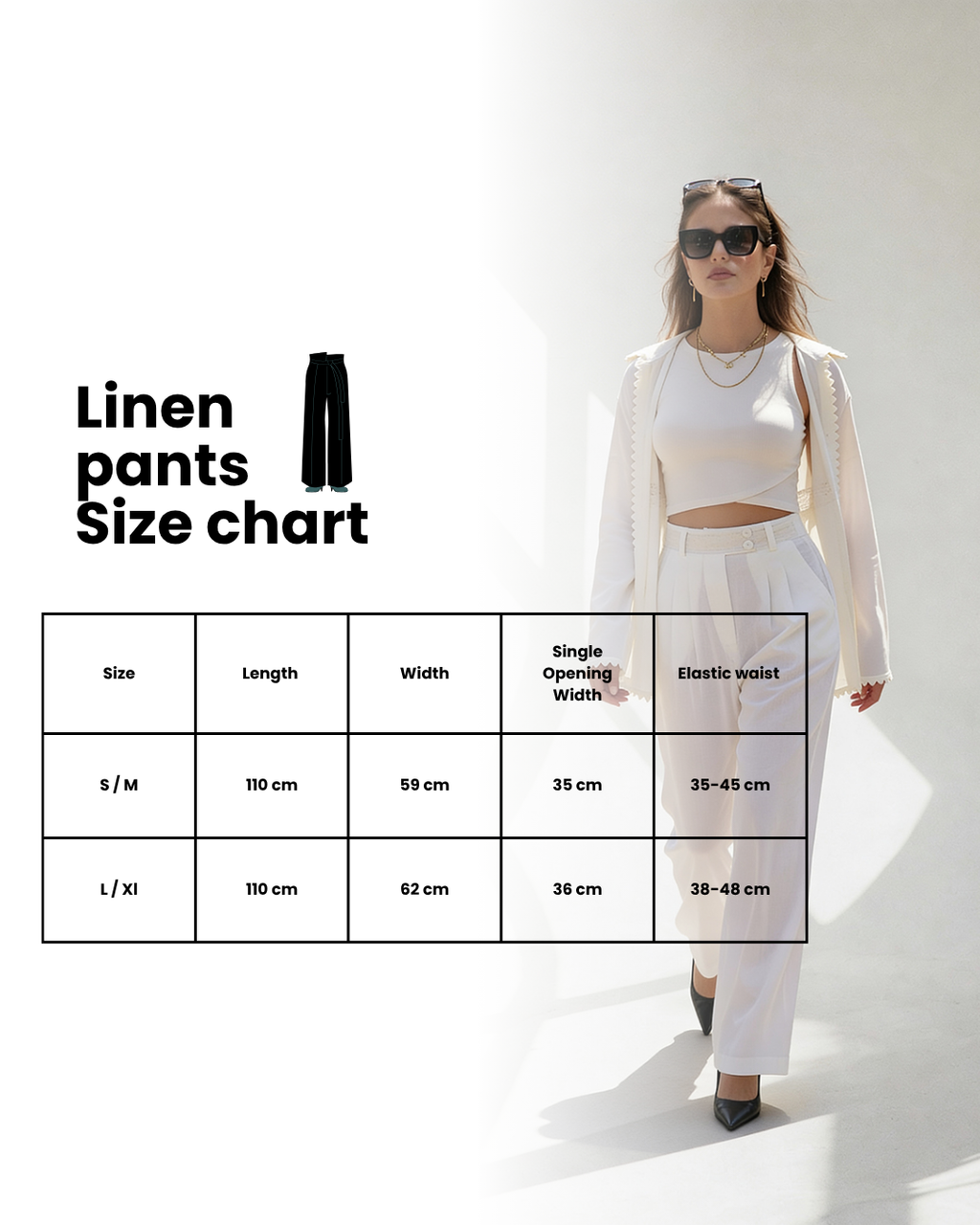 White pure linen pants