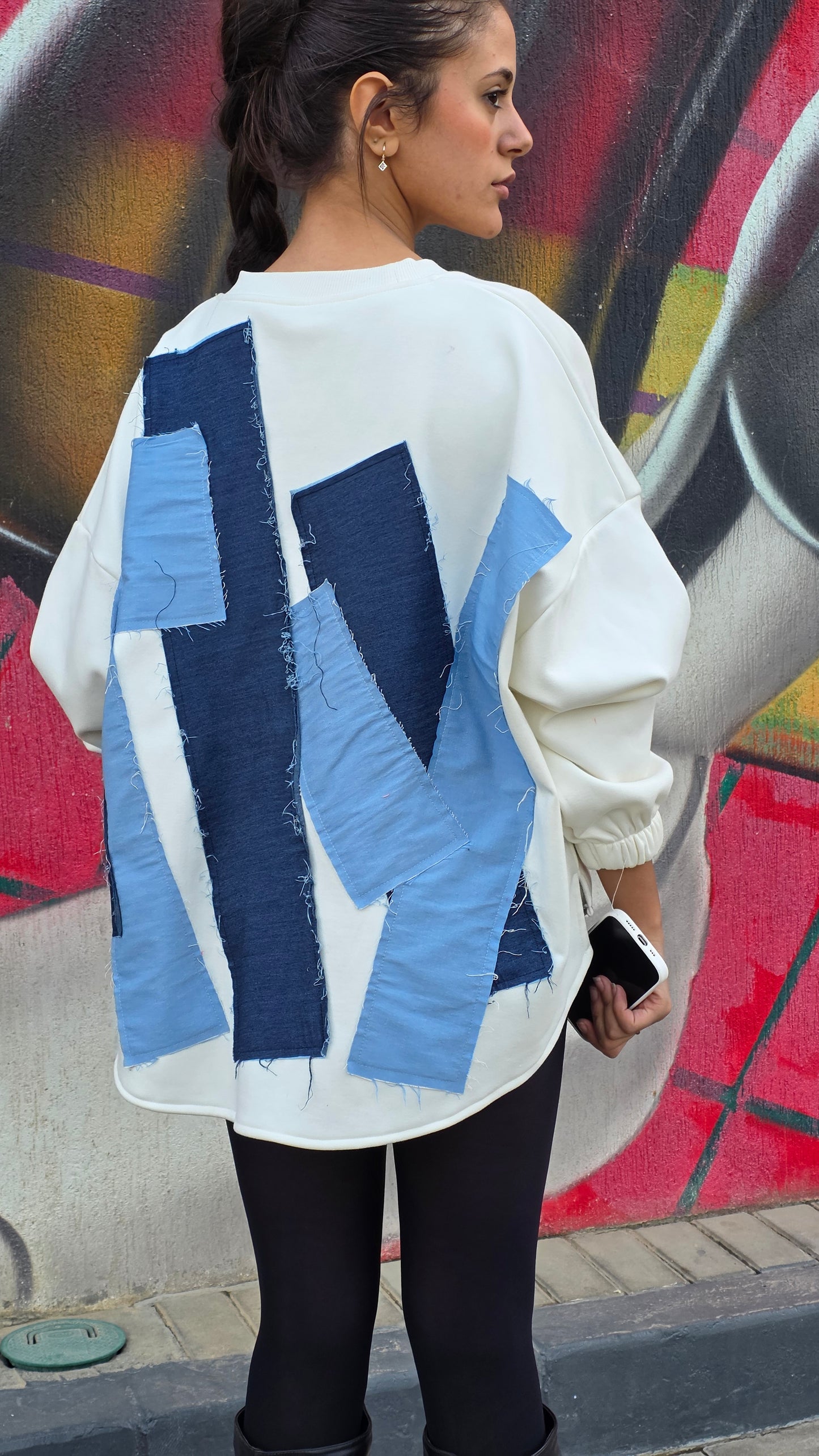 Denim Patchback Sweatshirt