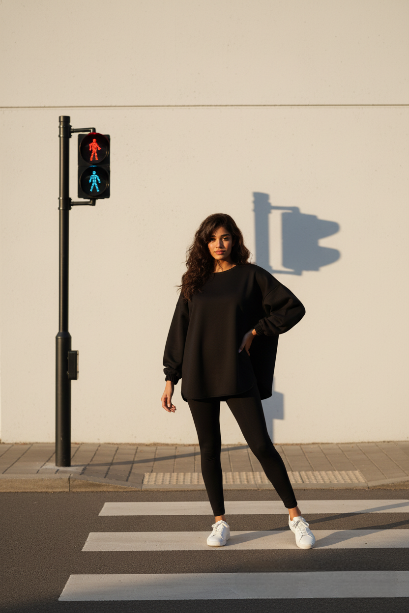 Black Denim Patchback Sweatshirt