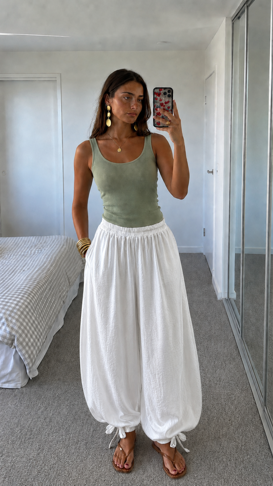 Tie-Hem Wide Leg Pants