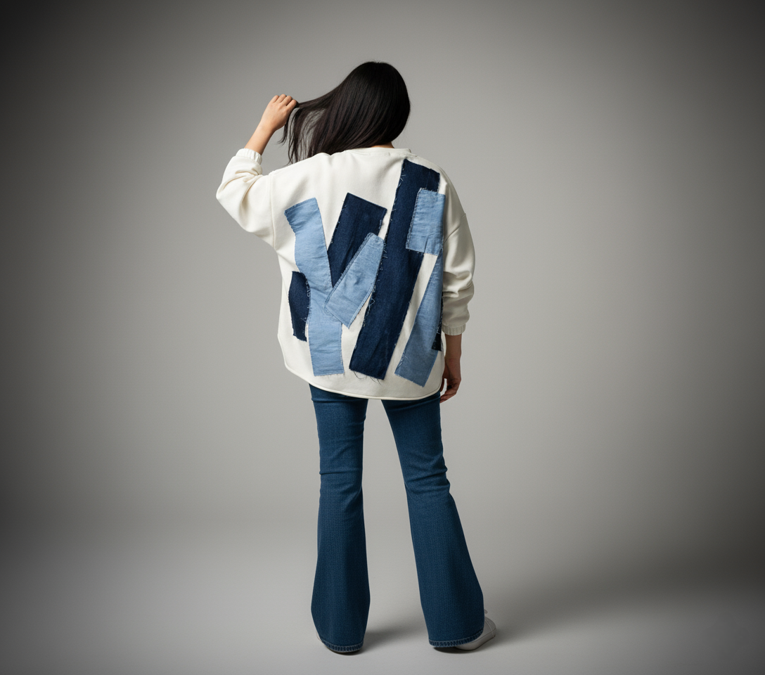 Denim Patchback Sweatshirt