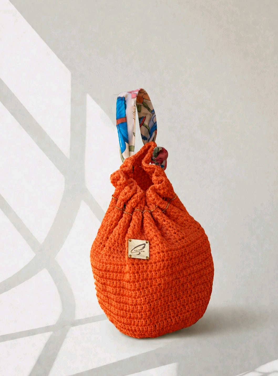 Orange Crochet Bucket Bag