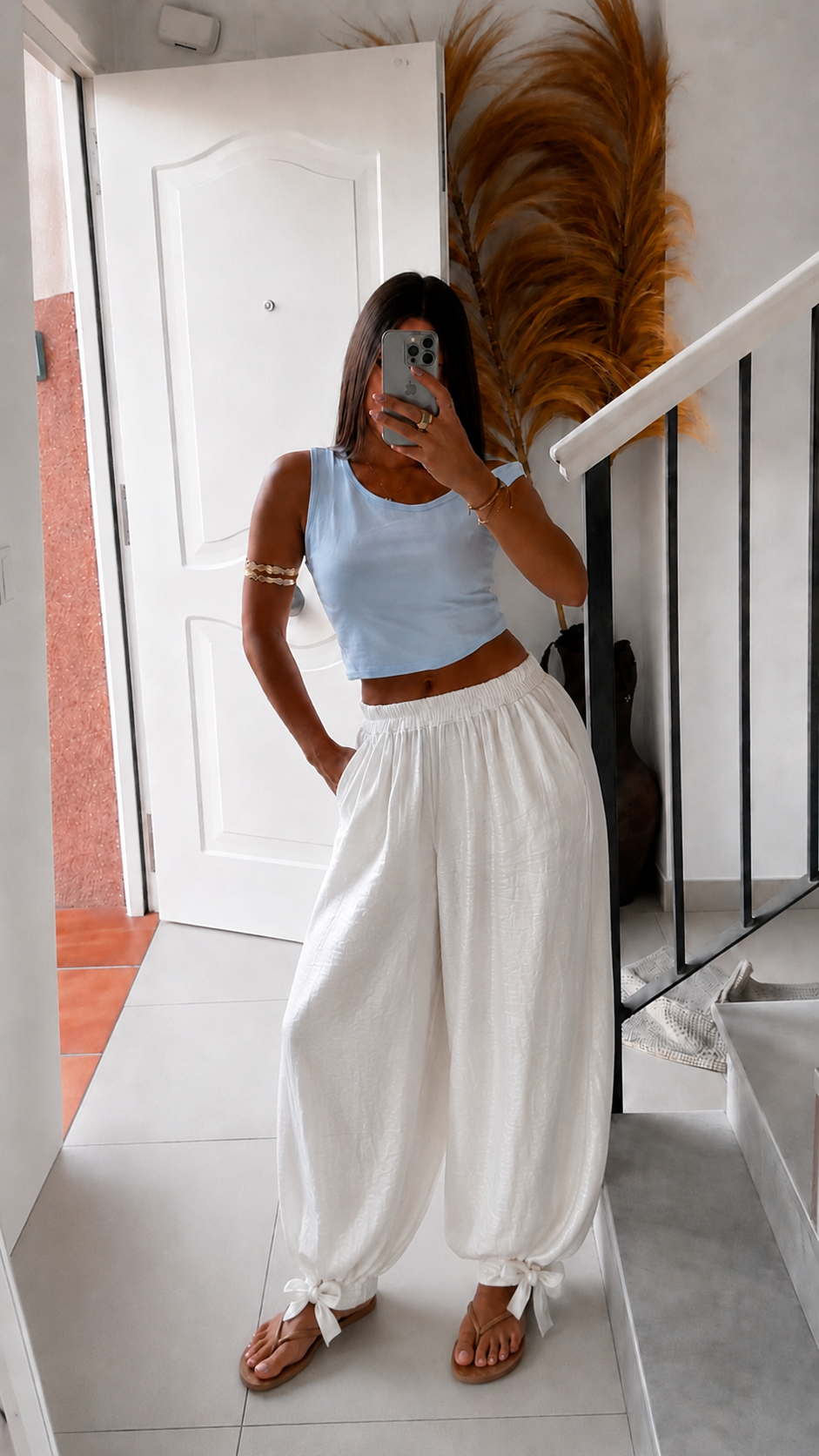 Tie-Hem Wide Leg Pants