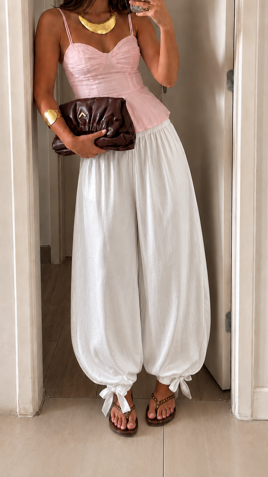 Tie-Hem Wide Leg Pants
