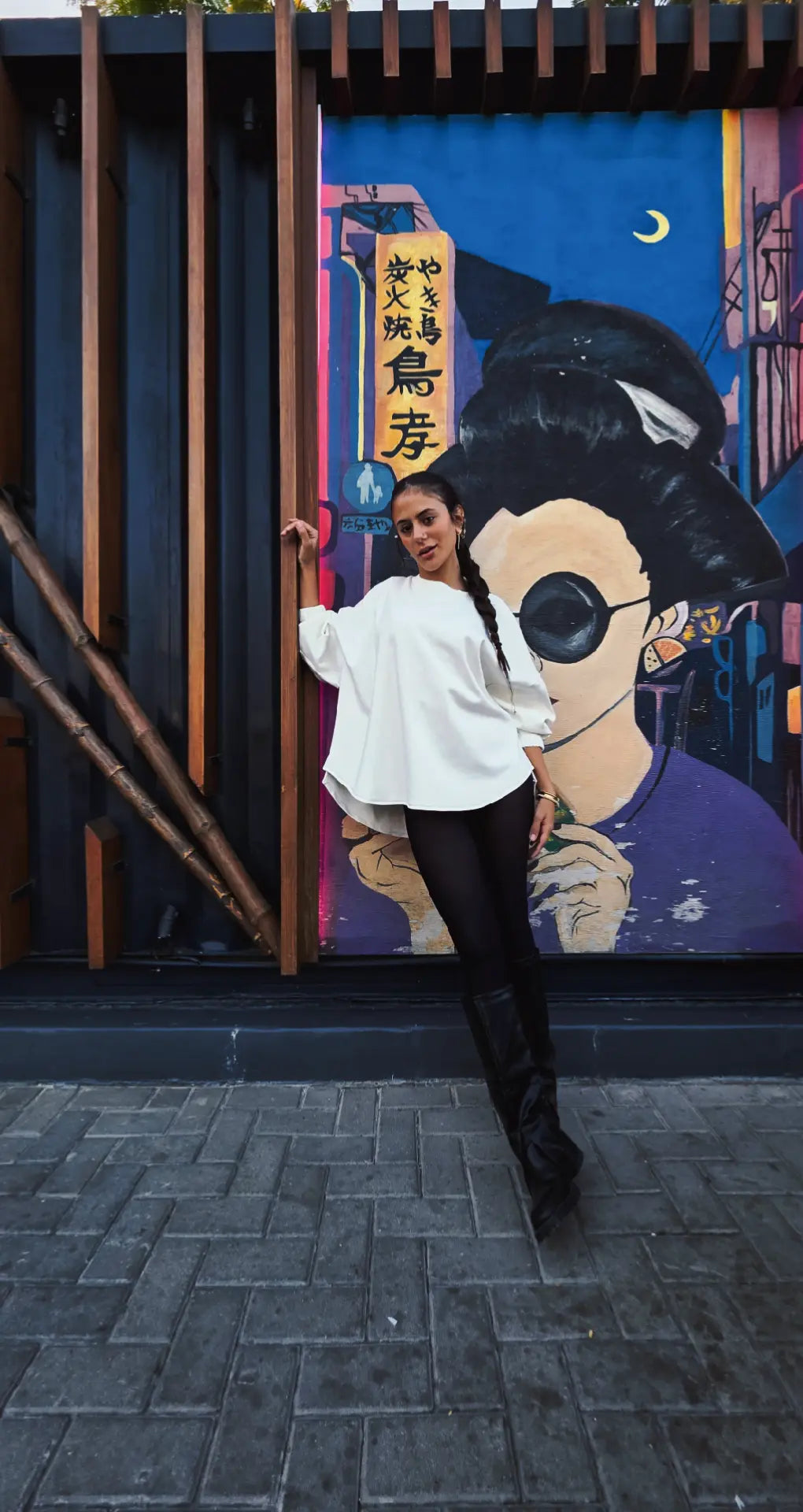 Denim Patchback Sweatshirt