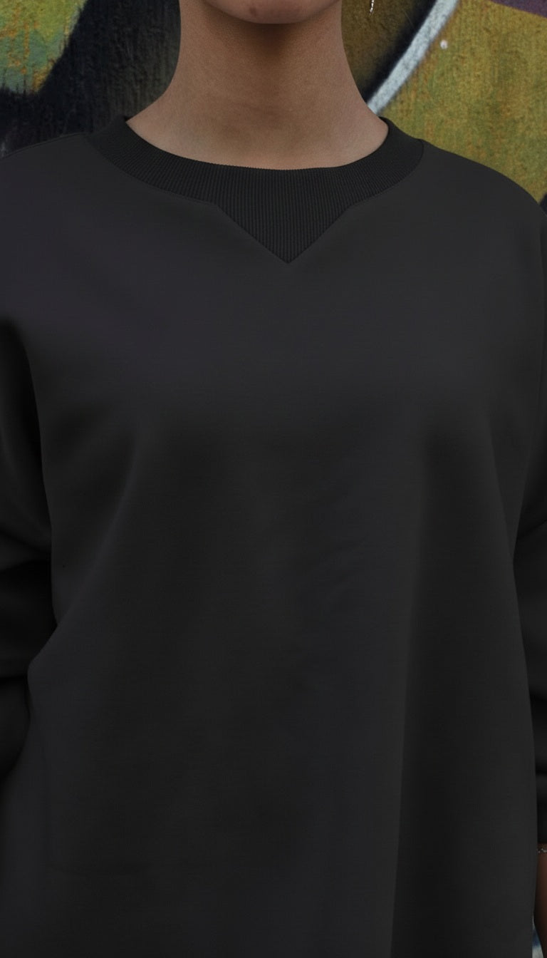 Black Denim Patchback Sweatshirt