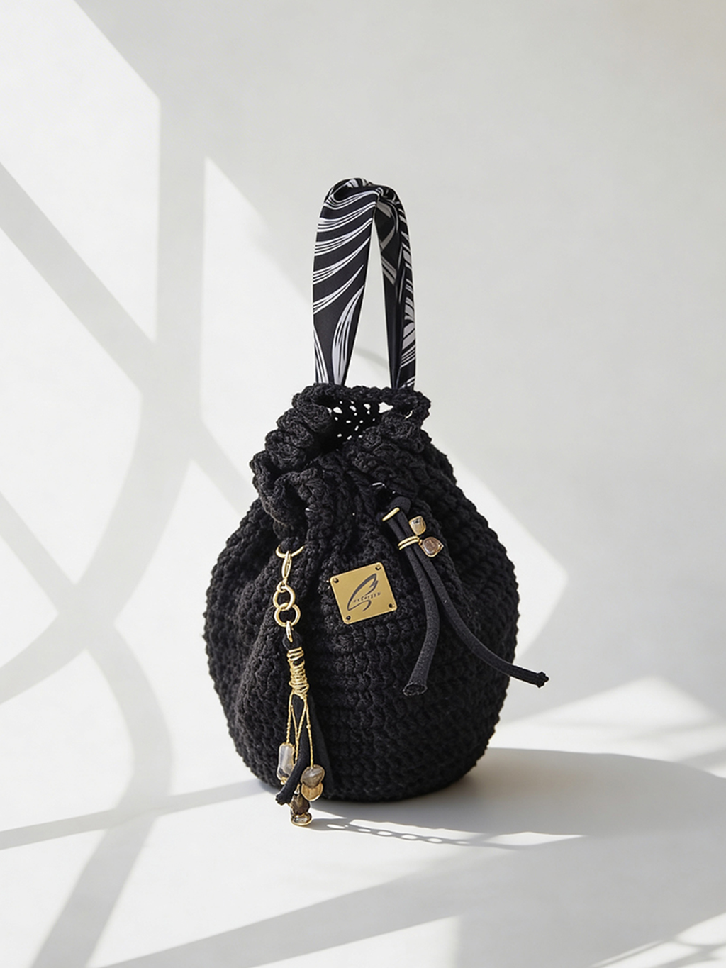 Black Crochet Bucket Bag