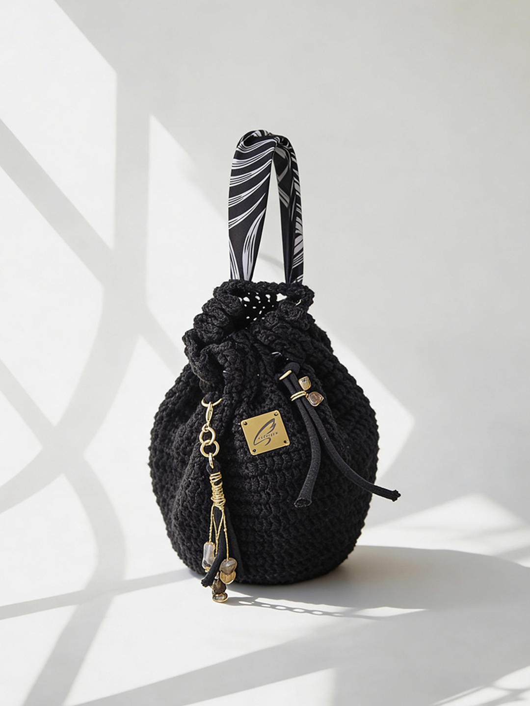 Black Crochet Bucket Bag