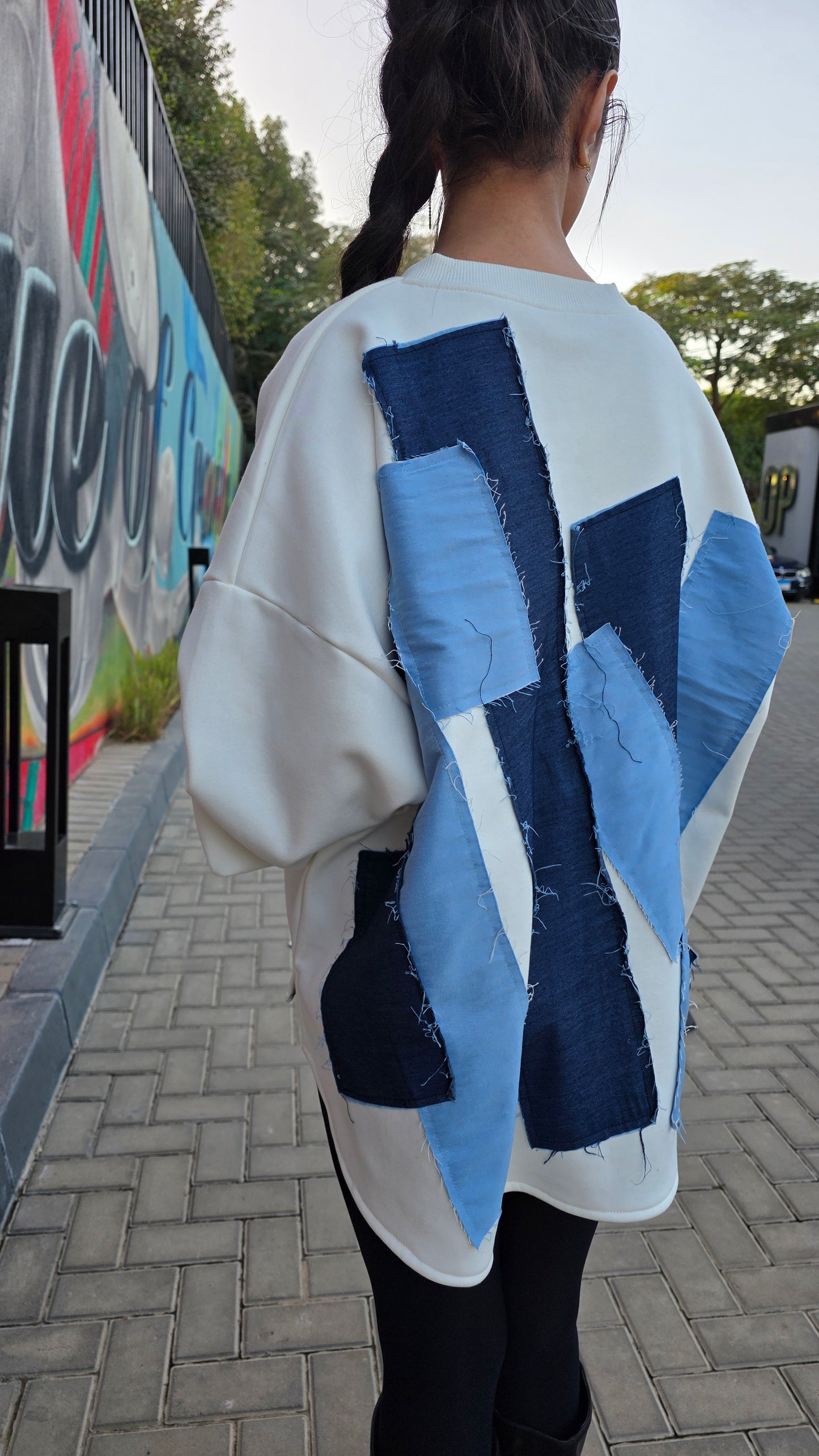 Denim Patchback Sweatshirt