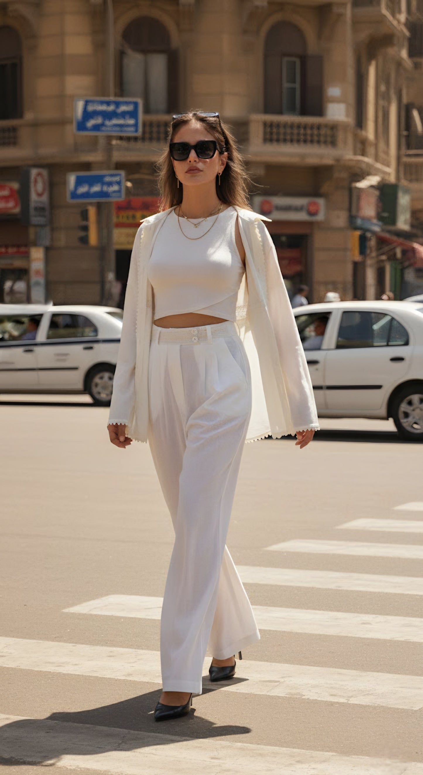 White pure linen pants